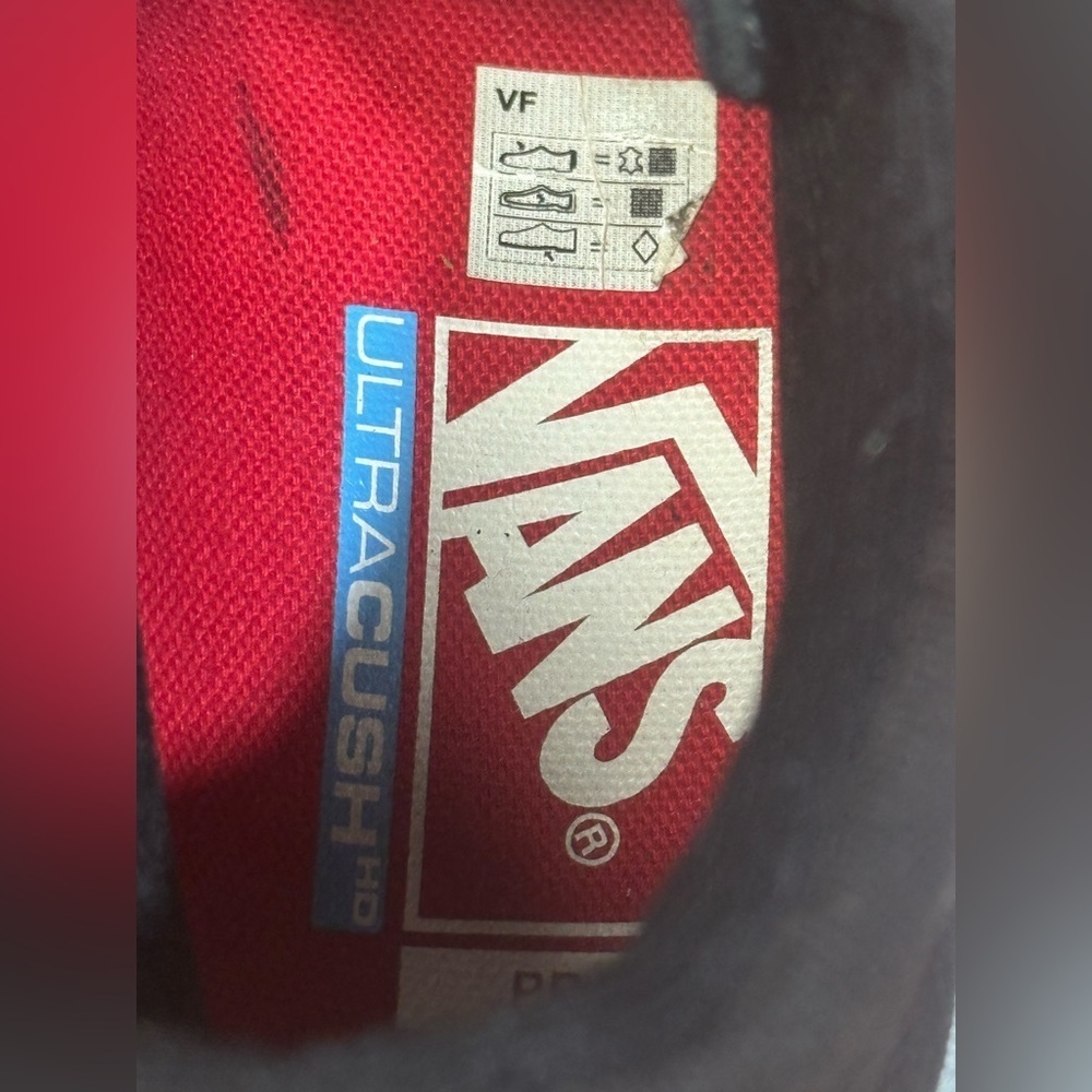 Vans Black and White High-Tops with Red Accents - Picture 5 of 7